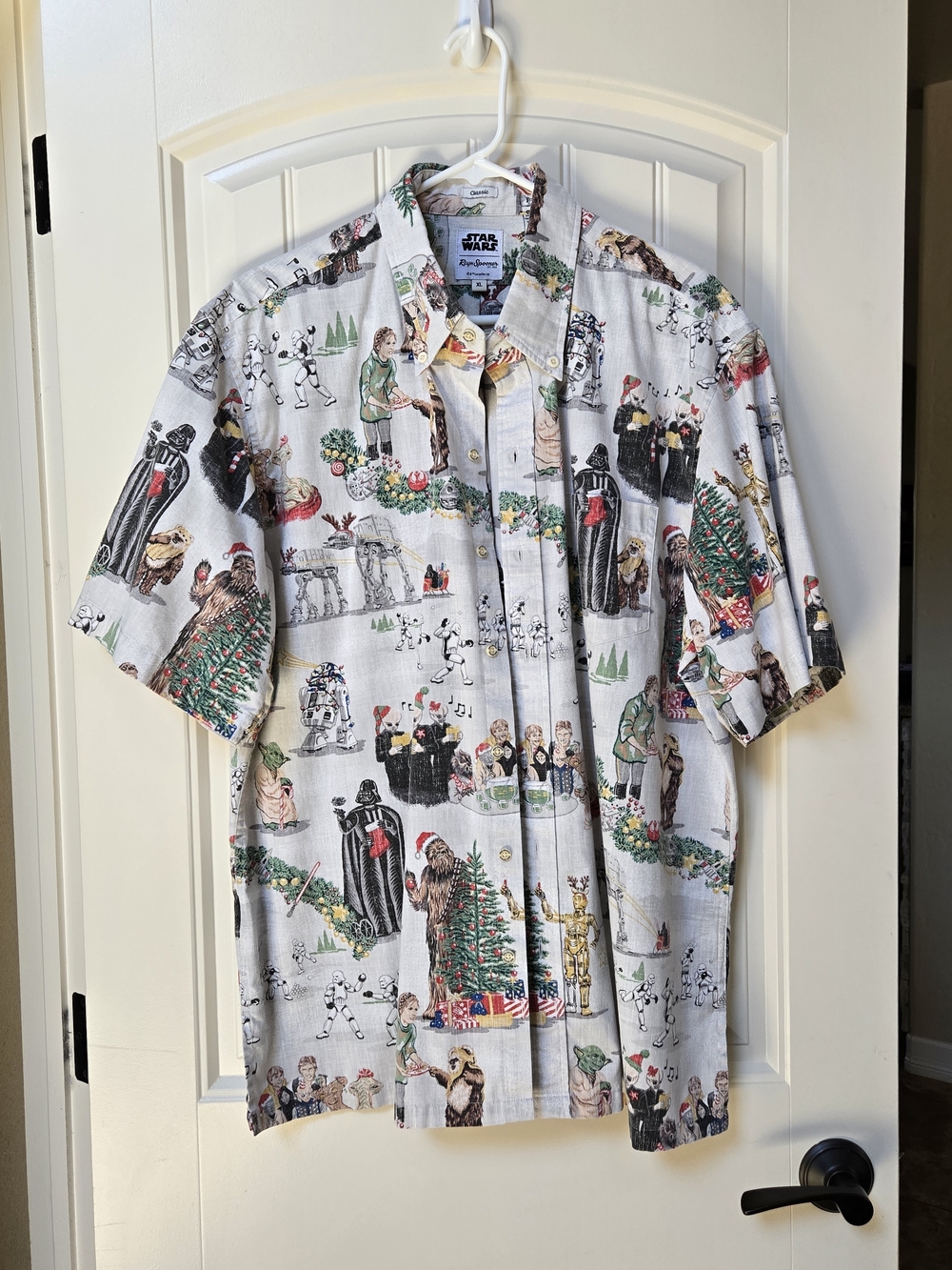 Star Wars White Holiday Print Short-Sleeve Shirt